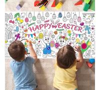 Xunerloy Easter Crafts for Kids, 186 * 76cm Giant Happy Easter Colouring Tablecloth Bunny Egg Table Cloth Colouring Table Cloths Covers Poster Party Decoration Games Gifts