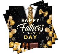 Xunerloy Fathers Day Napkins, 40Pcs Happy Father's Day Serviettes Blue Disposable Party Table Decorations for Best Dad Party