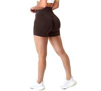 Xunerloy Seamless Scrunch Bum Gym Shorts for Women Butt Lifting High Waisted Amplify Workout Yoga Cycling Shorts Stretchy Opaque Brown M