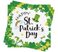 Xunerloy St. Patrick's Day Paper Napkins, 40Pcs Green Clovers Napkins Irish Shamrock Disposable Napkins Serviettes St Patrick's Day Party Tableware Decorations for Irish Party Supplies