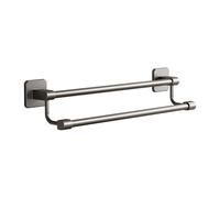XUNFAKE 50cm 2 Tier Towel Rail Without Drilling, Wall Mounted, Aluminum, Gun Ash, Self-Adhesive, Bathroom Towel Holder