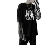XUNGHO Japanese Anime Tokyo Ghoul Harajuku Juzo Suzuya Manga T-Shirt Casual Men Women Oversized Striped Patchwork T-Shirts