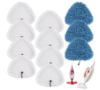 XunHe 11PCS Universal Triangular Steam Mop Pads for H2O Steam Cleaners | 8x Coral and 3x Microfibre Cloths Covers Replacement Cleaning Mop Pad for H20 HD/X5 for Vax for Viledas Microfiber