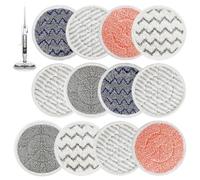 XunHe 12PCS Replacement Steam Mop Pads for Shark S6002UK Steam Mop, Reusable S7000AMZ S7001 S7201 Scrub Mop Pads Steam & Scrub Cleaning Pads for All sealed hard floors Washable Rotating Power Pads