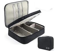 XunHe 3-Layer Travel Cable Organiser Bag, Airplane Travel Electronics Accessories Organizer Bag, Universal Waterproof Portable Bag for Cable Wires Chargers Mouse Hard Driver USB Disk (Black)
