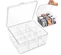 XunHe Index Card Box - 22.5X22.5X10.5CM Plastic Dividers Card Storage Box