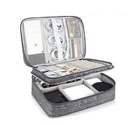 XunHe Travel Cable Organiser Bag, 3-Layer Electronics Gadget Travel Bag, Universal Waterproof Portable Travel Accessories Organizer Bag for Cable Wires Chargers Mouse Hard Driver USB Disk (Grey)