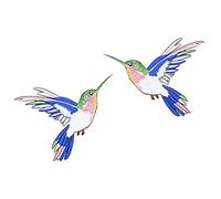XUNHUI Hummingbird Sequin Embroidery Birds Patch Applique Iron Sew On Clothes Shirt Decorate Accessory Patchwork DIY 1Pair 12CMX15CM