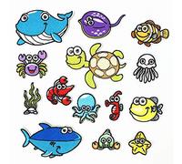 XUNHUI Mariner Animal Applique-Squid, Octopus, Crab, Starfish, Whale, Turtle Fish Sea Series Patches 14 Pieces