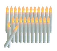 xunhuimemory Set of 24 Flamelesss LED Taper Candles with Warm Yellow Flickering Flame Light, Battery Operated Floating Candles, Handheld Electric candlesticks for Fireplace Church Party Christmas