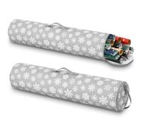 Xuniea 2 Pcs Christmas Wrapping Paper Storage Bags 40 inch Snowflake Gift Wrapping Paper Organizer Storage Containers for Crafts Poster Tools, Christmas Wrap Holder, 600d Oxford