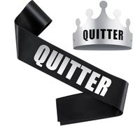 Xuniea 2 Pcs Leaving Gifts Sash and Crown Hat Set, New Job and Sorry Your Leaving Gifts Retirement Presents for Colleagues Women Men Farewell Party Going Away Decorations(Quitter)