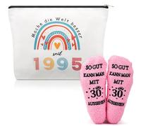 Xuniea 2 Pieces Birthday Gifts for Women, Including Makeup Bag and Birthday Socks Ideal for Women, As Shown In The Image, 1995 - 30 Years