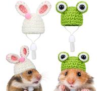 Xuniea 2 Pieces Hamster Hats Mini Hamster Clothes for Small Animals Cute Hand Knitted Hat with Adjustable Strap for Hamster Snakes Frog Bunny Small Animals Costume Accessories Photo Props