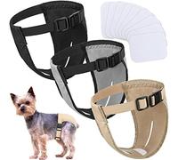 Xuniea 3 Pack Dog Pants Dog Nappies with 9 Sanitary Pad Adjustable Protective Trousers for Female Dogs in Heat Monthly Bleeding Physiological Washable Puppy Season Pants (Small),black, gray, khaki