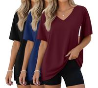 Xuniea 3 Pack Women's Oversize Nursing Shirts | Breastfeeding Tops, with Hidden Zippers, Loose Fit Short Sleeve T-shirts, Maternity Lounge Tee, Mama Clothes, Soft Fabric