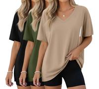 Xuniea 3 Pack Women's Oversize Nursing Shirts | Breastfeeding Tops, with Hidden Zippers, Loose Fit Short Sleeve T-shirts, Maternity Lounge Tee, Mama Clothes, Soft Fabric