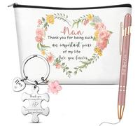 Xuniea 3 Pcs Nan Gifts Set, Makeup Bag Keyring Pen for Christmas Birthday | Nan Gifts from Grandson Granddaughter, Floral Cosmetic Pouch Pen Keychain, Grandma Gift for Christmas Mothers Day