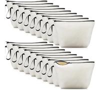 Xuniea 3 Pieces Canvas Storage Bags Cosmetic Bag Empty Fabric DIY Coloring Case Gift for Mother's Day Valentine Christmas, White, Mode