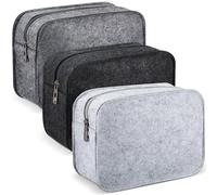 Xuniea 3 Pieces Felt Cosmetic Bag for Tracing Makeup Bag with Zipper Travel Toiletry Bag Multifunctional Pouch for Christmas Mother's Day, 3 different shades of grey, 20 x 15 x 6,5 cm, Fashion