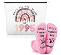 Xuniea 30th Birthday Gifts Woman with Cosmetic Bag 30th Leopard Print Style and 30th Birthday Socks, 30th Birthday Gift for Mother Ladies Girlfriend, As shown in the picture, 30 Years