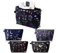 Xuniea 4 Pcs Small Witch Makeup Bag Gifts for Women, Friends, Mushroom Hostess Cosmetic Bag with Zipper Mother Day Birthday Gifts Moon Girls Pouch, Tarot Card Goth Black Toiletry Travel Holiday Purse