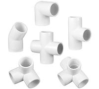 Xuniea 42 Pcs 1/2 Inch PVC Pipe Fittings Elbow Tee Set | Heavy Duty PVC Elbow Connectors for Greenhouse Shed Tent, Tee Cross Fittings, Tubing Joints for Furniture Build