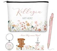 Xuniea 5 Piece Colleague Leaving Gift Set Colleague Cosmetic Bag Guardian Angel Key Ring Ballpoint Pen Thank You Card with Envelope Thank You Colleague Gift for Retirement Job Change