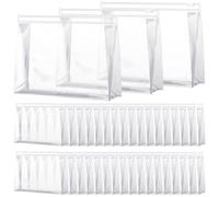 Xuniea 50 Pcs Mini Clear Makeup Bag Small Clear Zipper Pouch Travel Plastic Cosmetic Organizer Waterproof for Toiletries Swimsuit Bikini Bathing Suit, Transparent, 11 x 7.9 x 2.8 in, Transparent
