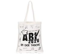 Xuniea ABI 2025 Canvas Bag Easter Gift 2025 Canvas Bag with ABI Writing Canvas with Handle Shopping Bag As Graduation Gift Graduation Gift, White