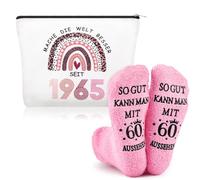 Xuniea Birthday Gifts for Women Including Leopard Print Style Cosmetic Bag and Birthday Socks, Birthday Gift for Mother Ladies Girlfriend, As shown in the picture, 60 Years