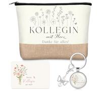 Xuniea Colleagues Farewell Gift Set, Inspirational Cosmetic Bag, Guardian Angel Keyring with Greeting Card, Lucky Charm, Farewell Gift for Colleagues, Friends, Retirement, Job Change, as shown in the