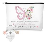 Xuniea Friendship Gift Set For Best Friend and Sister 1 Makeup Bag 1 Friendship Keychain Makeup Bag Gift For Birthday Christmas Farewell Office(Butterfly)