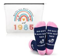 Xuniea Funny Gifts for Women 40th Birthday Includes 1985 40th Birthday Cosmetic Bag and 40th Birthday Socks Makeup Bag and Stockings Gift for Women Vintage 1985