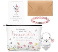 Xuniea Gifts for Friends Includes Cosmetic Bag Pearl Bracelet Keychain with Card and Envelope Gifts for Best Friend Gifts Ideas for Friendship Birthday Christmas