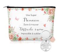 Xuniea Pack of 2 Thank You Gifts Cosmetic Bag Keyring Gifts for Year-End Graduation Birthday Educator Nanny, As shown in the picture, nanny
