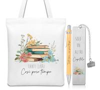 Xuniea Pack of 3 Gifts for Book Lovers Readers Carry Bag Colourful Bookmarks and Wooden Pens Gift for Birthday Christmas Bookworms Reading Lovers Colleagues Librarian