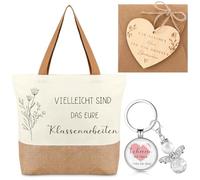 Xuniea Pack of 4 Teacher Thank You Gifts Teacher Jute Bag Keyring with Guardian Angel Pendant Wooden Thank You Card Kraft Paper Envelope for Educator Birthday Graduation Farewell Gift