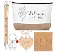 Xuniea Pack of 6 Thank You Gift for Teacher Cosmetic Bag Keyring Ballpoint Pen Thank You Leaving Gift for Teacher Birthday Teacher's Day Graduation, As shown in the picture, Fashion