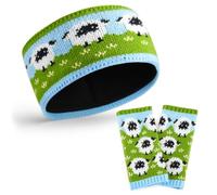 Xuniea Women Wool Ear Warmer Headband with 1 Pair Hand Wrist Warmer Cute Sheep Gift Set Handmade Soft Winter Fleece Lined Hand Knitted Multicoloured Head Wrap Hair Bands One Size Extra Warm