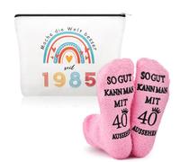 Xuniea Women's 40th Birthday Gift Set: Cosmetic Bag & Socks, 1985 Vintage Style, Funny & Practical, One Size