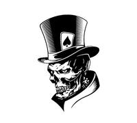 Xuniu 11.3x17.6cm Car Sticker, Lovely Joker Skeleton Skull Playing Cards Car Styling