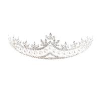 Xuniu Bride Crystal Crown, Bridal Princess Rhinestone Pearl Hair Tiara Wedding Veil Headband Crown