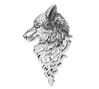 Xuniu Fashion Brooch Pin, Retro Europe Wolf Head Badge Brooch Lapel Pin Men Women Shirt Suit Accessory Silver