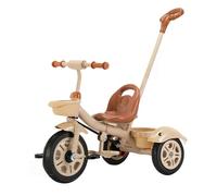 XUNJIE for Kids Tricycle, for 10 Month to 6 Year Old, 3 Wheel Pram, Reclining Backrest, Lightweight, Stylish & Practical (Champagne)
