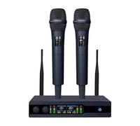 XUNKH Metal Handheld Wireless Microphones with Dual Professional UHF Cordless Dynamic System,Rechargeable Microphone Receiver for Karaoke Singing, Wedding,Party, DJ, Speech, Church, Class Use,200ft
