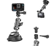 XUNNIU Suction Cup Camera Mount Compatible with GoPro Hero 13/12/11,Action camera mounts with 360° Rotating Ball Head and 1/4 Inch Screw Compatible with Insta360 X5/X4, on Car Windshield/Window