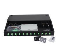 Xunsomten-12 Singlemode 12 Port SC-APC Rack Mount Enclosure Box & Splice Trays Fiber Cables Kit, 12 Core LGX Loaded Patch Panel Box fits for 19" Racks Cabinet (Include Pigtail & Couplers)