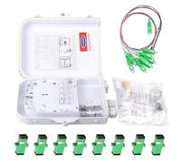 Xunsomten Fiber Optic Distribution Box, 8 Port Wall Mount Enclosure with 8 SC APC Adapters, Singlemode, FTTH, IP65 Waterproof Outdoor/Indoor Use(with 1pc 1 to 8 SC/APC Steel Tube PLC Splitter