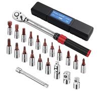 XUNTOP 22Pcs Torque Wrench Set 1/4 Inch Torque Wrench with 5-25 Nm Range 72 Tooth Drive Rachet Torque Wrench with Hex/Phillips/Torx Bits for Bike Motorcycle Car Tire Auto Repair